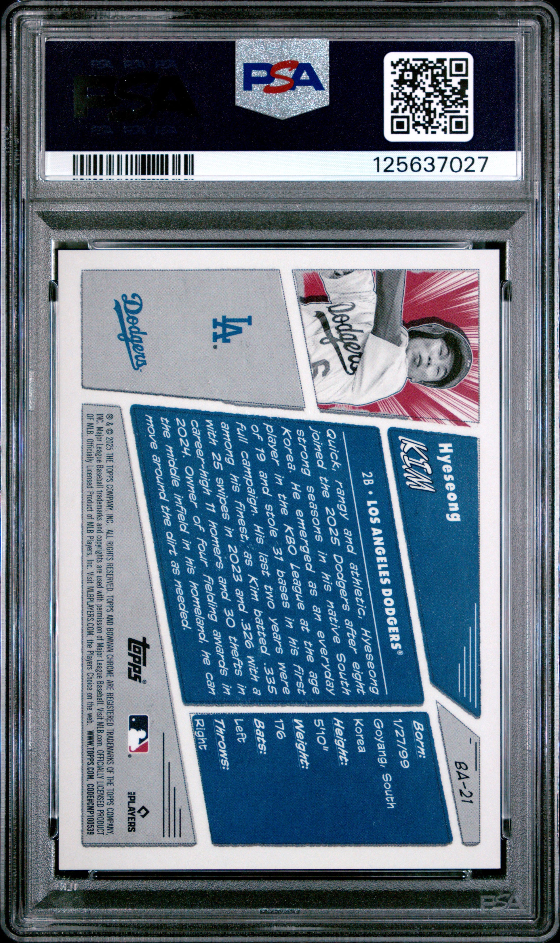 Hyeseong Kim 2025 Bowman Anime #BA 21 PSA 9 Mint
