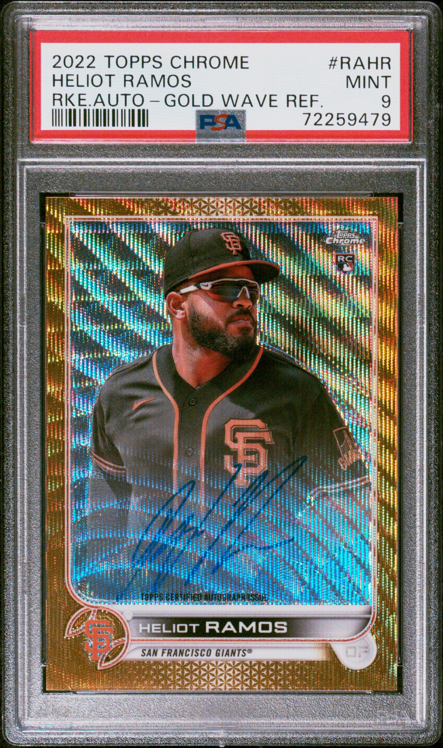 Heliot Ramos 2022 Topps Chrome Rookie Gold Wave Auto #10/50 PSA 9 Mint