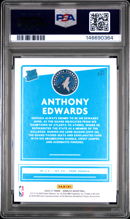 Anthony Edwards 2020 Donruss Choice Rookie #201 PSA 10 Gem Mint 0364