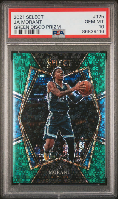 Ja Morant 2021 Panini Select #125 Green Disco #1/5 PSA 10 Gem Mint