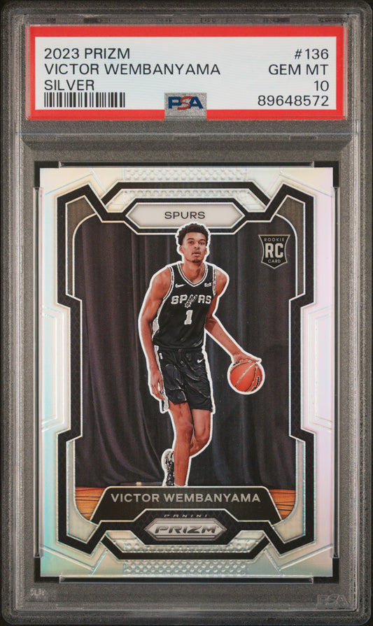 Victor Wembanyama 2023 Panini Prizm Rookie #136 Silver Prizm PSA 10 Gem Mint 8572