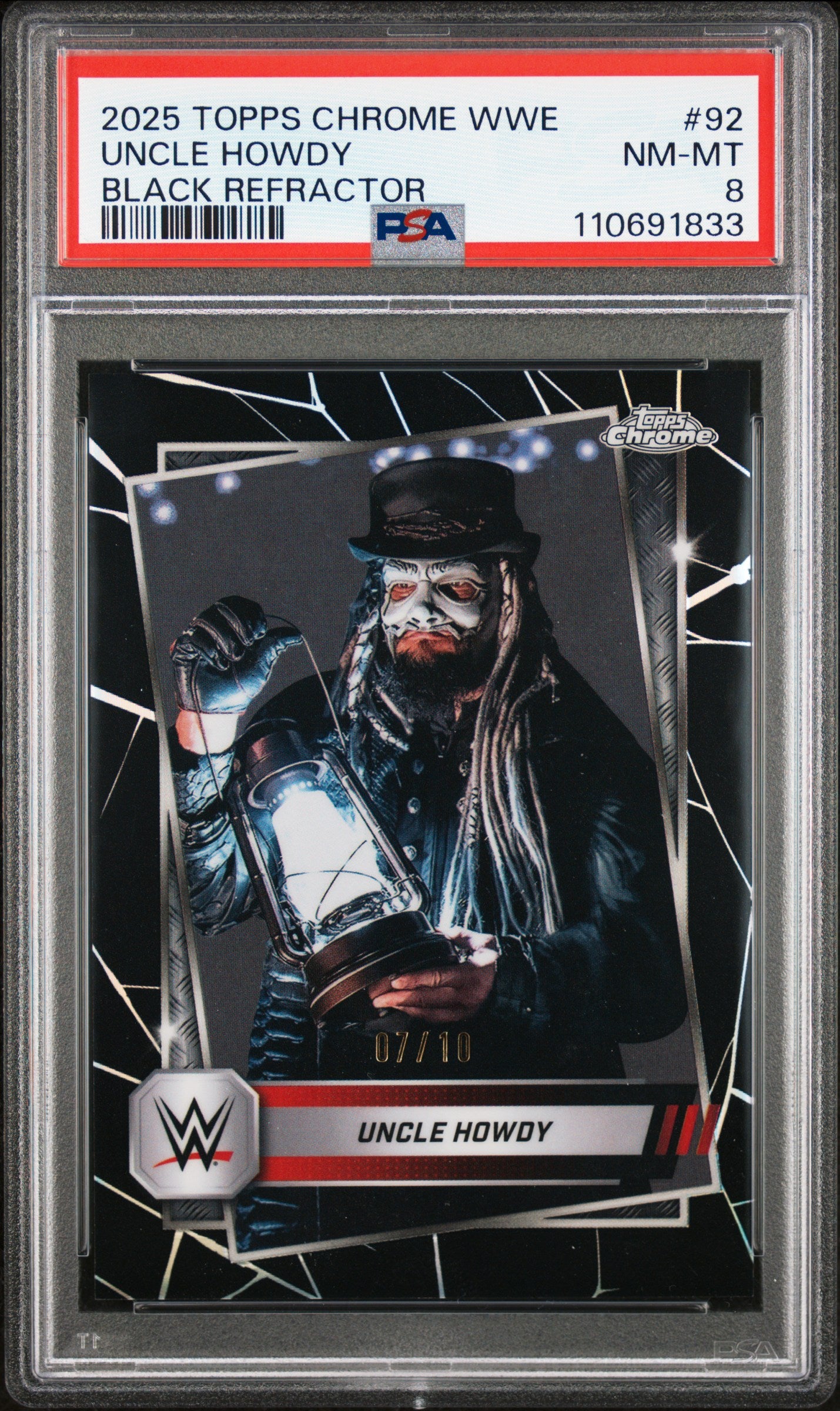 Uncle Howdy 2025 Topps Chrome WWE Black Refractor #7/10 PSA 8 Nm-Mint