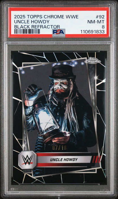 Uncle Howdy 2025 Topps Chrome WWE Black Refractor #7/10 PSA 8 Nm-Mint