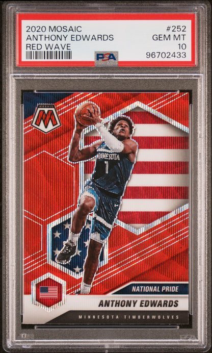 Anthony Edwards 2020 Panini Mosaic #252 Red wave PSA 10 Gem Mint 2433