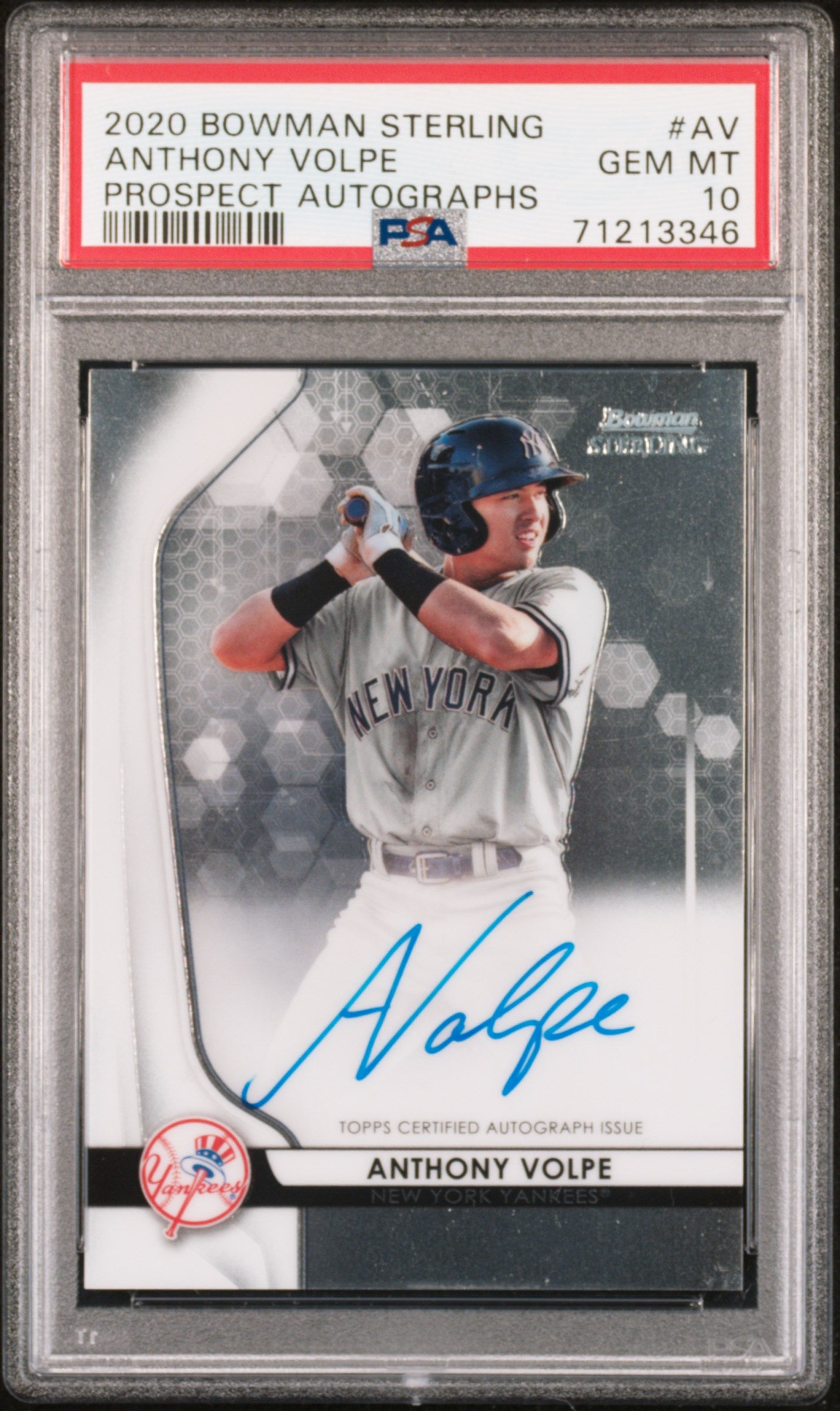Anthony Volpe 2020 Bowman Sterling Prospect Auto PSA 10 Gem Mint