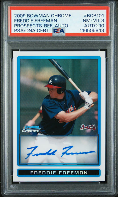 Freddie Freeman 2009 Bowman Chrome Refractor Auto #213/500 PSA 8 Auto 10