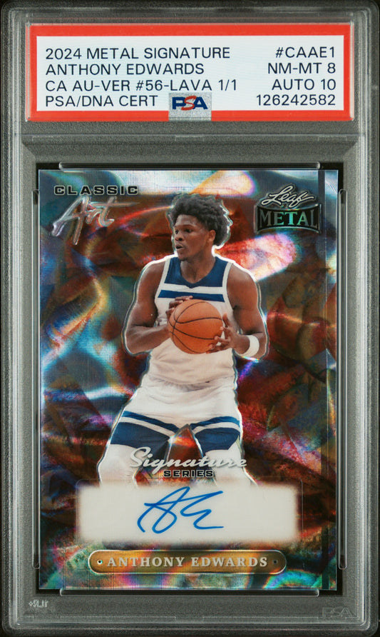 Anthony Edwards 2024 Leaf Metal Signature Lava Auto #1/1 PSA 8 Auto 10
