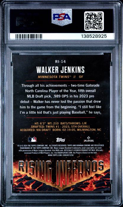 Walker Junkins 2024 Bowman Rising Infernos Orange #1/25 PSA 9 Mint