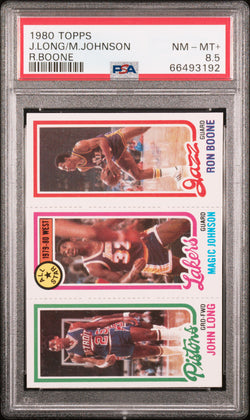 Magic Johnson + Long + Boone 1980 Topps RC PSA 8.5 Nm-Mint+