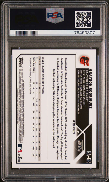 Grayson Rodriguez 2023 Topps Chrome Purple Refracto Auto Rookie #31/250 PSA 10 Auto 10