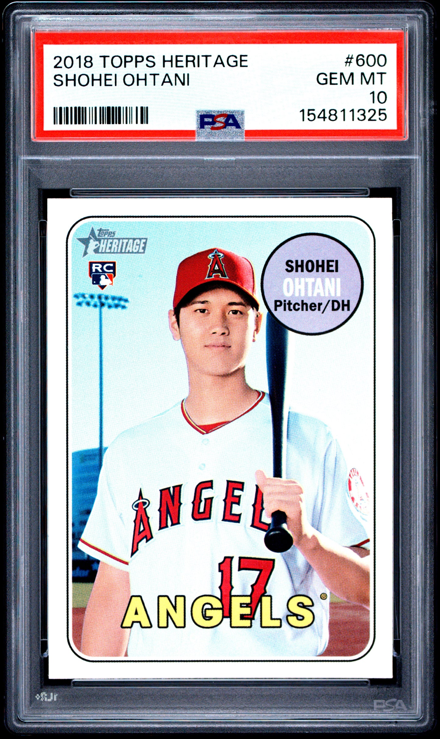 Shohei Ohtani 2018 Topps Heritage #600 Rookie PSA 10 Gem Mint 1325