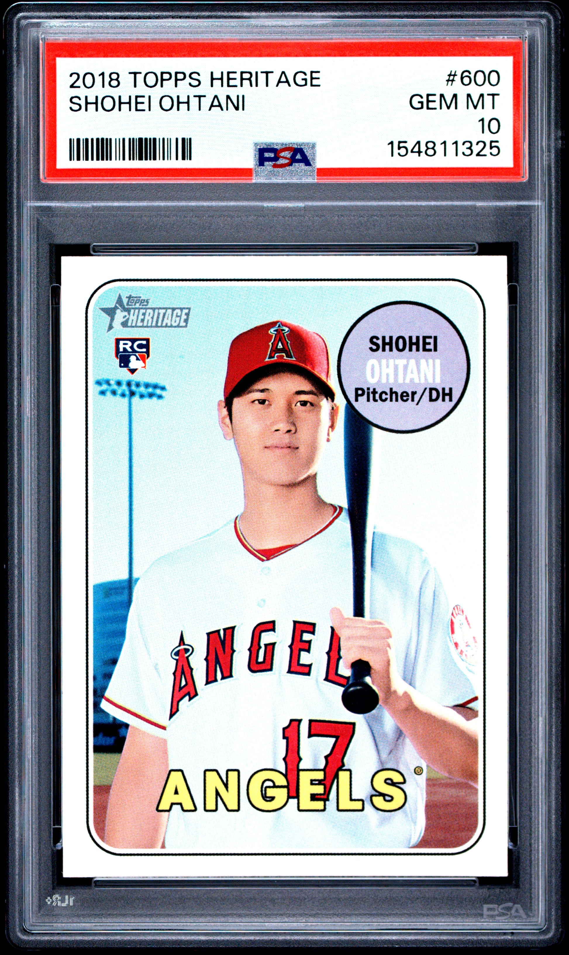 Shohei Ohtani 2018 Topps Heritage #600 Rookie PSA 10 Gem Mint 1325