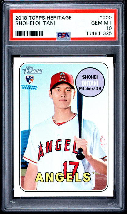 Shohei Ohtani 2018 Topps Heritage #600 Rookie PSA 10 Gem Mint 1325