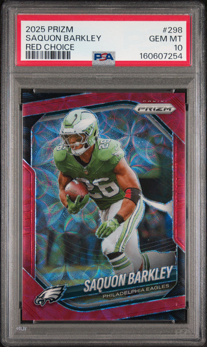 Saquon Barkley 2025 Panini Prizm Red Choice #5/20 PSA 10 Gem Mint
