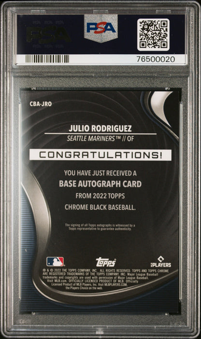 Julio Rodriguez 2022 Topps Chrome Black Rookie Auto Gold Mini Diamond #16/50 PSA 9 Mint