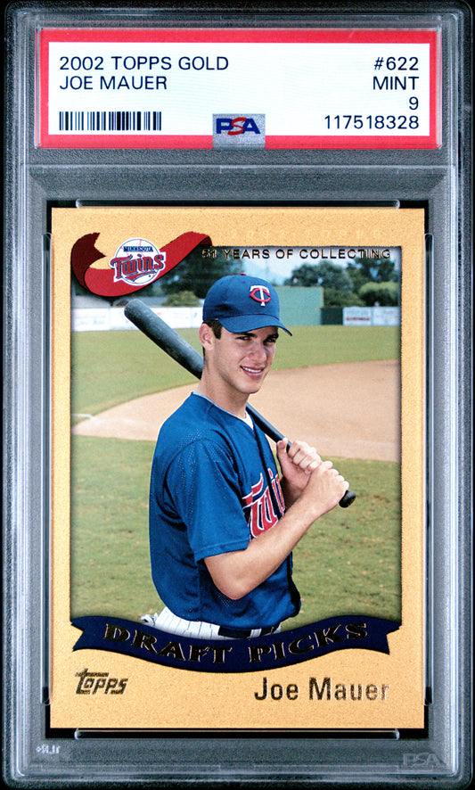 Joe Mauer 2002 Topps Rookie #622 Gold #857/2002 PSA 9 Mint