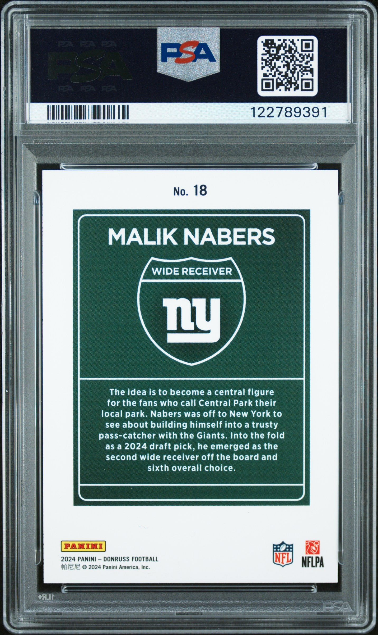 Malik Nabers 2024 Donruss Downtown Rookie PSA 8 Nm-Mint