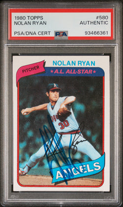 Nolan Ryan 1980 Topps #580 PSA Authentic Autograph