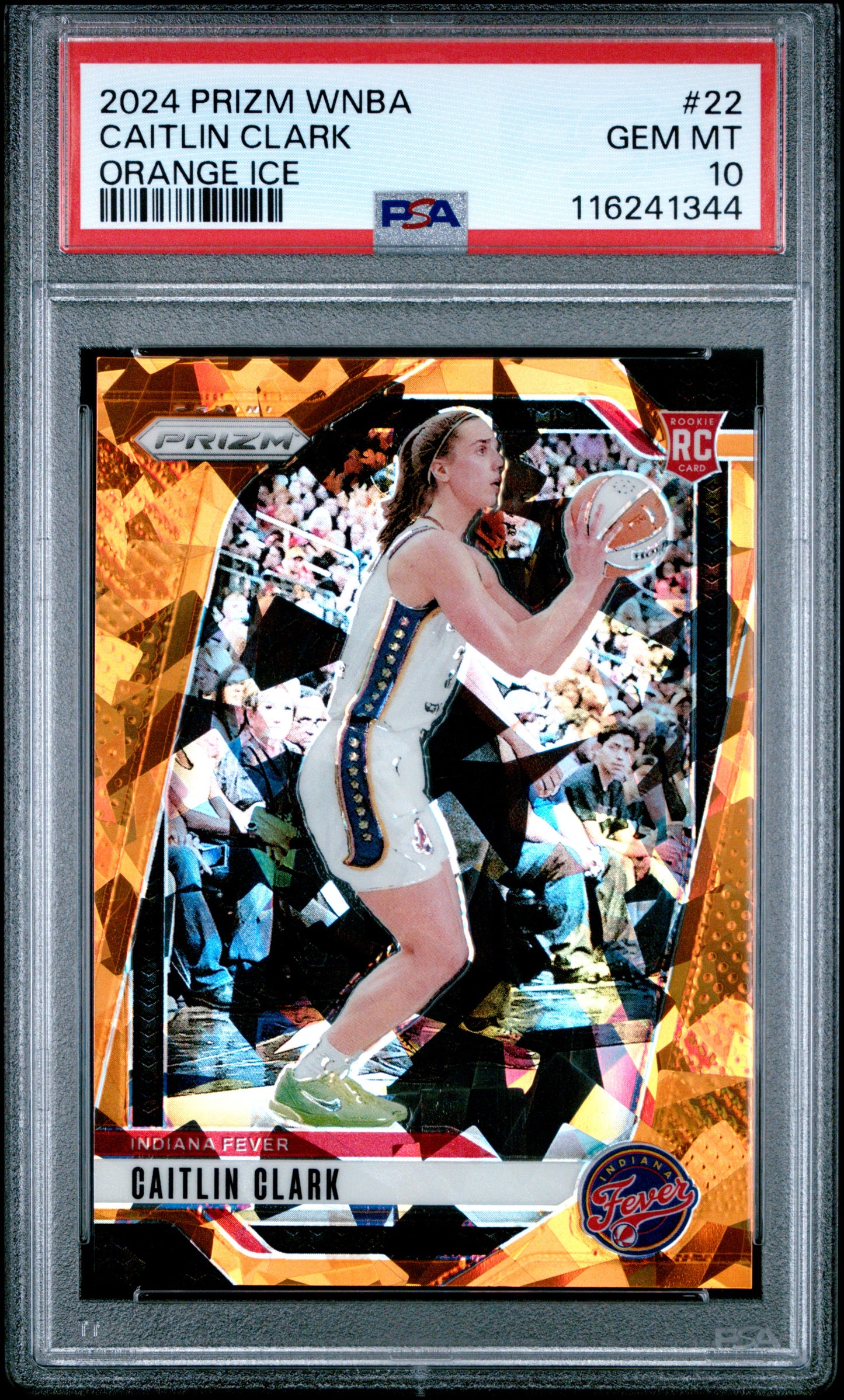 Caitlin Clark 2024 Panini Prizm WNBA Rookie #22 Orange Ice PSA 10 Gem Mint