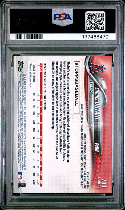 Shohei Ohtani 2018 Topps Rookie #700 PSA 10 Gem Mint 8470