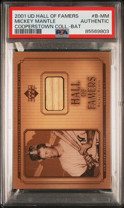 Mickey Mantle 2001 Upper Deck Hall of Famers Bat PSA Authentic