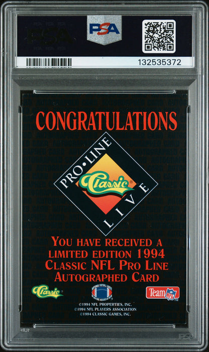Sterling Sharpe 1994 Pro Line Live Autograph #365/450 PSA Authentic