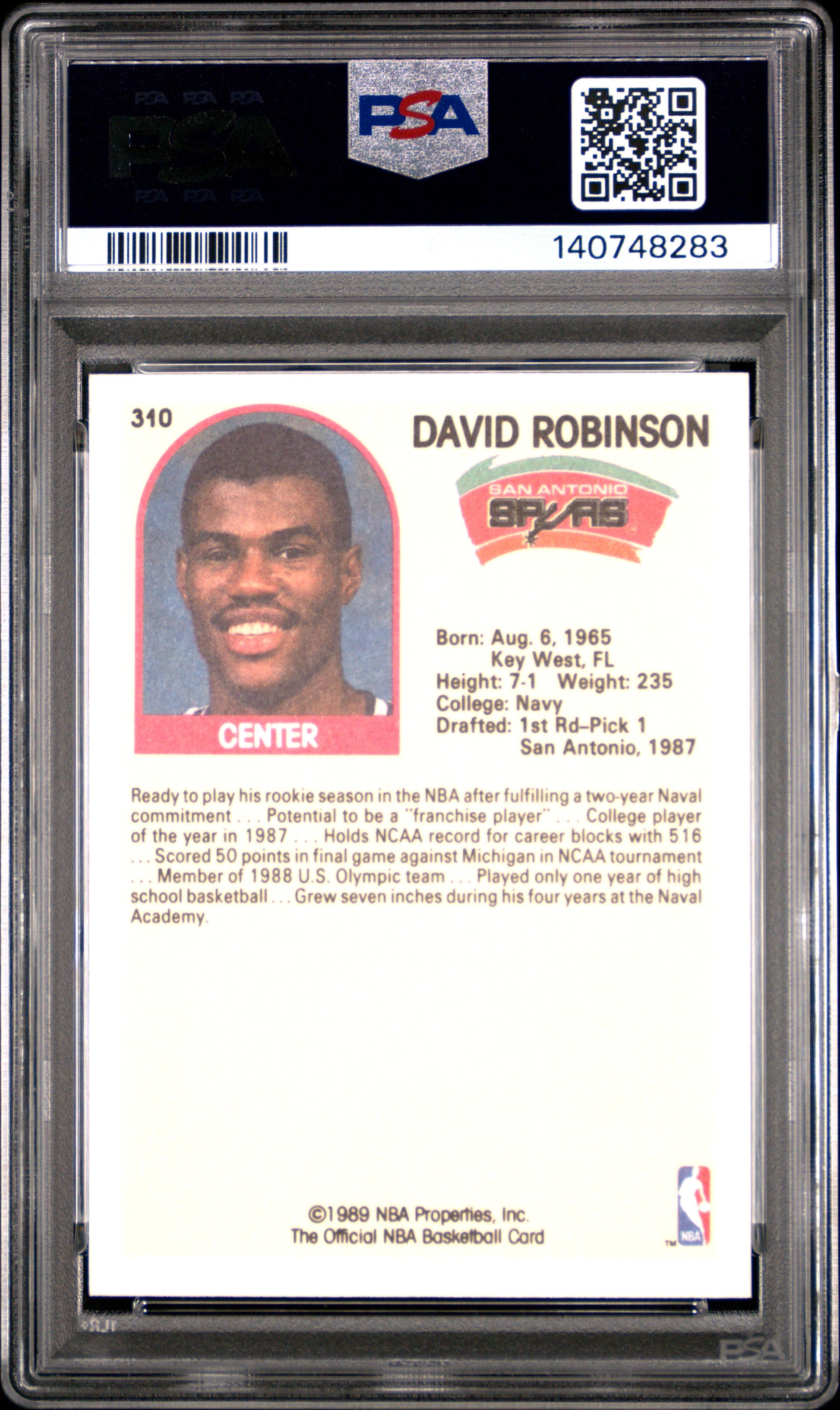 David Robinson 1989 Hoops Rookie #310 PSA 10 Gem Mint 8283