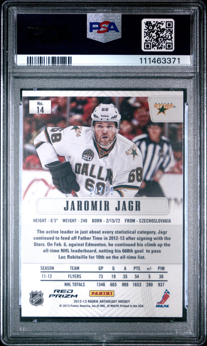 Jaromir Jagr 2012 Panini Rookie Anthology Red PRizm #31/50 PSA 9 Mint