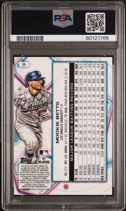 Mookie Betts 2023 Topps Chrome Cosmic #55 Gold Interstellar #20/50 PSA 10 Gem Mint