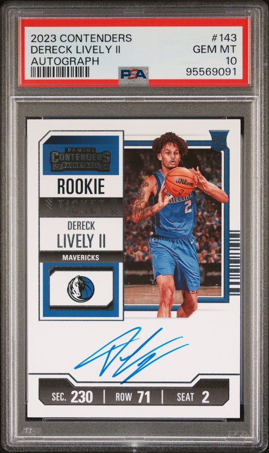 Dereck Lively II 2023 Panini Contenders #143 Rookie Auto PSA 10 Gem Mint