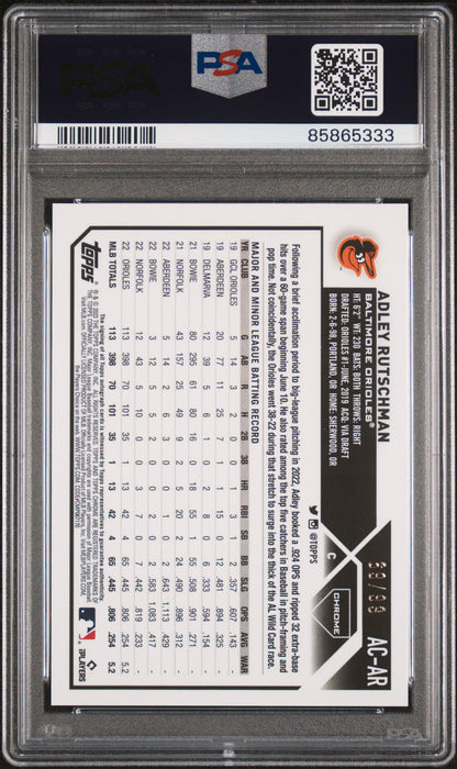 Adley Rutschman 2023 Topps Chrome Update Green Refractor Auto 69/99 PSA 9 Auto 10