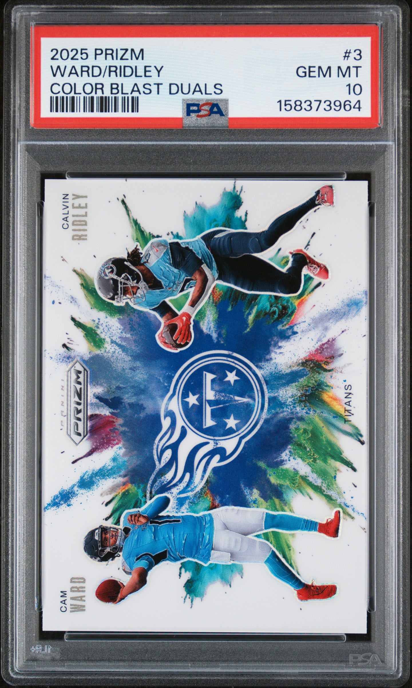 Cam Ward + Calvin Ridley 2025 PAnini PRizm Dual Color Blast PSA 10 Gem Mint