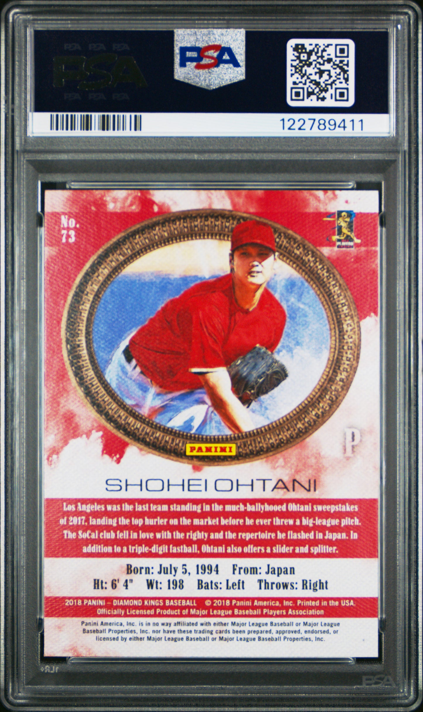 Shohei Ohtani 2018 Panini Diamond Kings #73 Rookie PSA 10 Gem Mint
