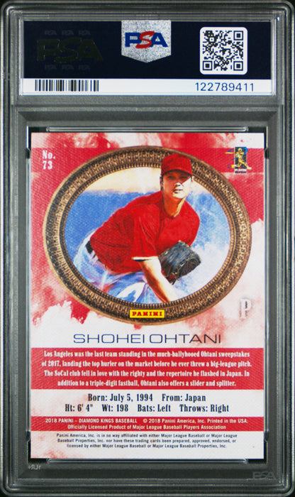 Shohei Ohtani 2018 Panini Diamond Kings #73 Rookie PSA 10 Gem Mint