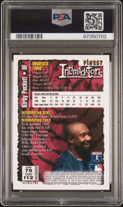 Kirby Puckett 1996 Finest #79 Refractor w/ Coating PSA 9 Mint