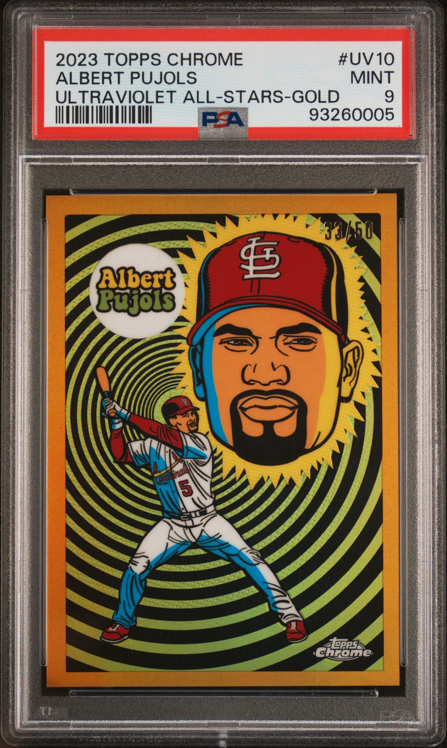 Albert Pujols 2023 Topps Chrome Ultraviolet All-Stars Gold #33/50 PSA 9 Mint