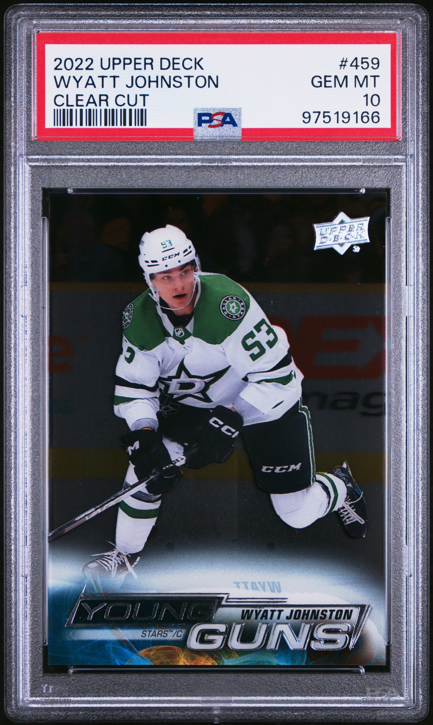 Wyatt Johnston 2022 Upper Deck Rookie #459 Clear Cut PSA 10 Gem Mint