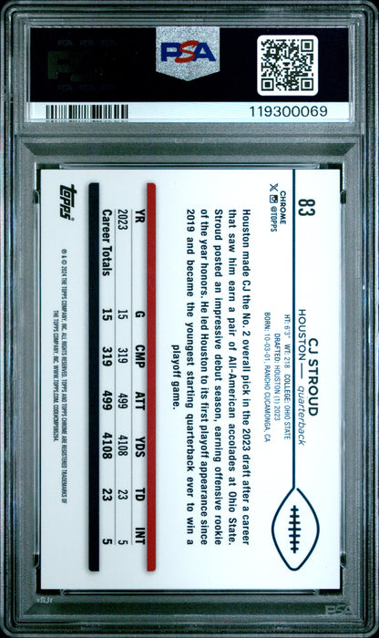 C.J. Stroud 2024 Topps Chrome #83 Superfractor #1/1 PSA 9 Mint