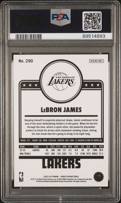 Lebron James 2023 Hoops #290 Teal Explosion PSA 10 Gem Mint