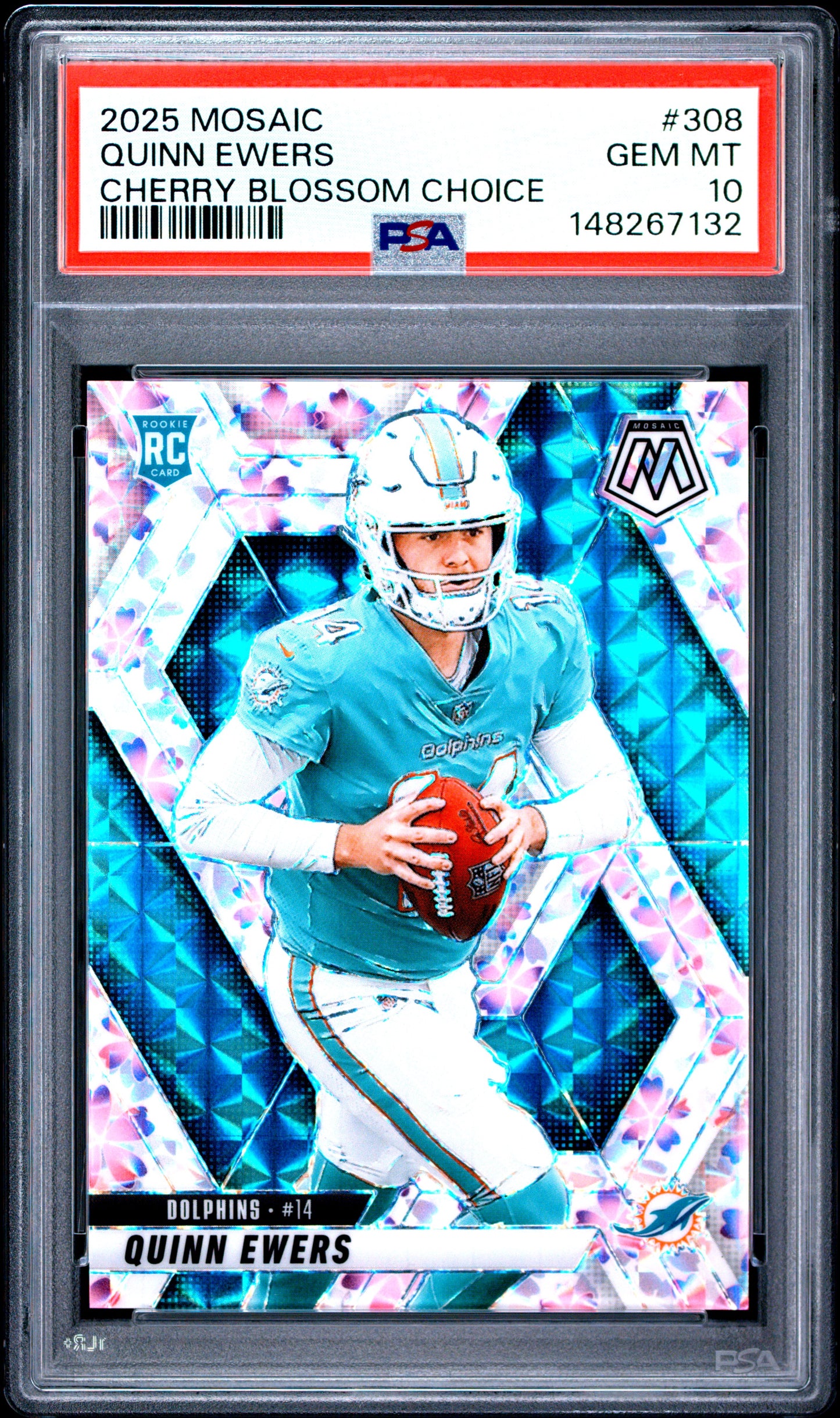 Quinn Ewers 2025 Panini Mosaic Rookie #308 Cherry Blossom Choice #14/20 PSA 10 Gem Mint