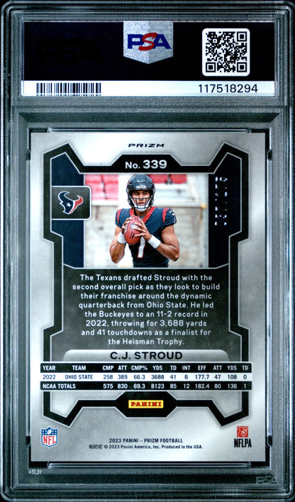 CJ Stroud 2023 Panini Prizm Rookie #339 Hyper Prizm #37/175 PSA 10 Gem Mint