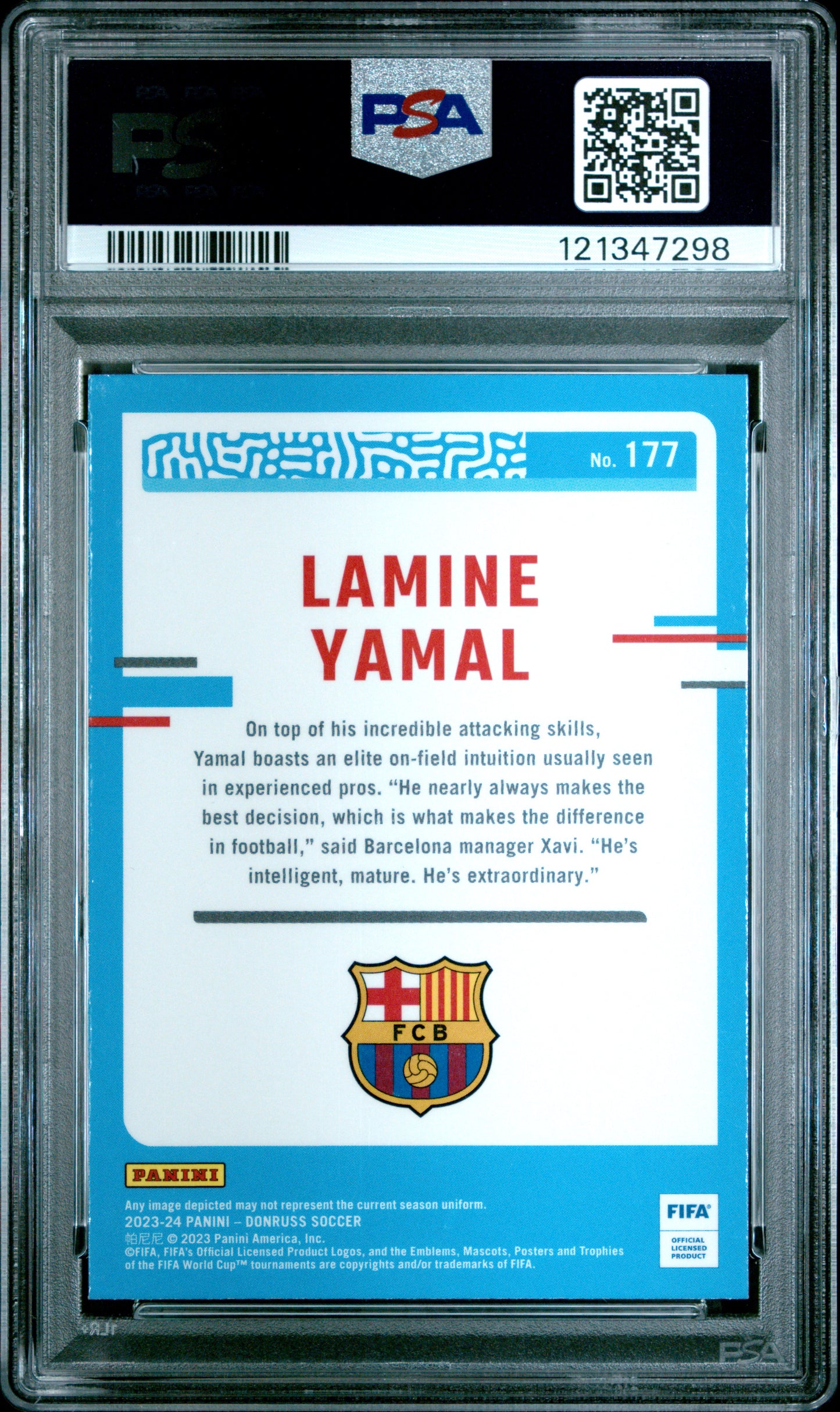 Lamine Yamal 2023 Donruss Optic FIFA #177 PSA 10 Gem Mint