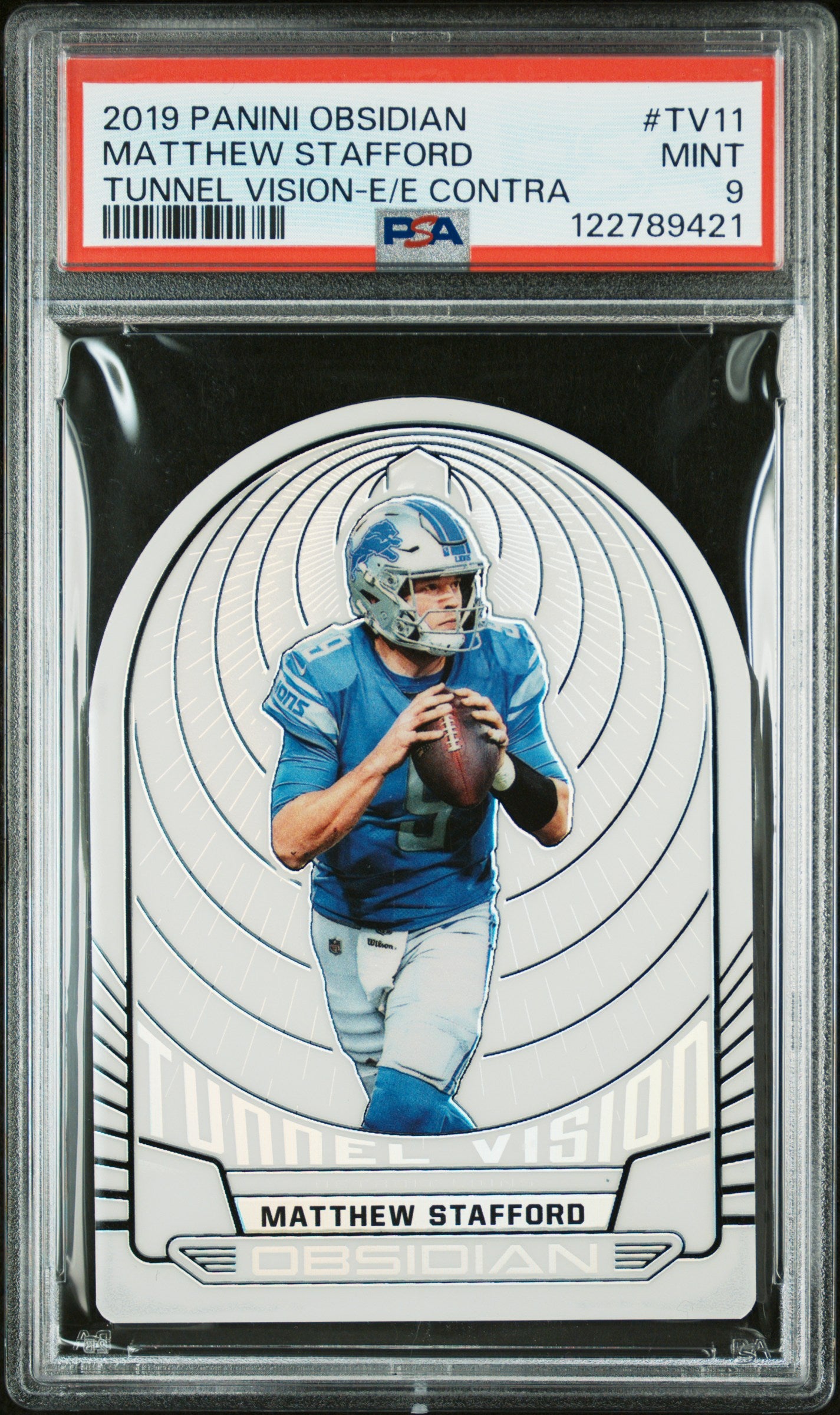 Matthew Stafford 2019 Panini Obsidian Tunnel Vision Contra #5/7 PSA 9 Mint