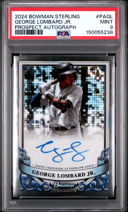 George Lombard Jr. 2024 Bowman Sterling Prospect Auto PSA 9 Mint