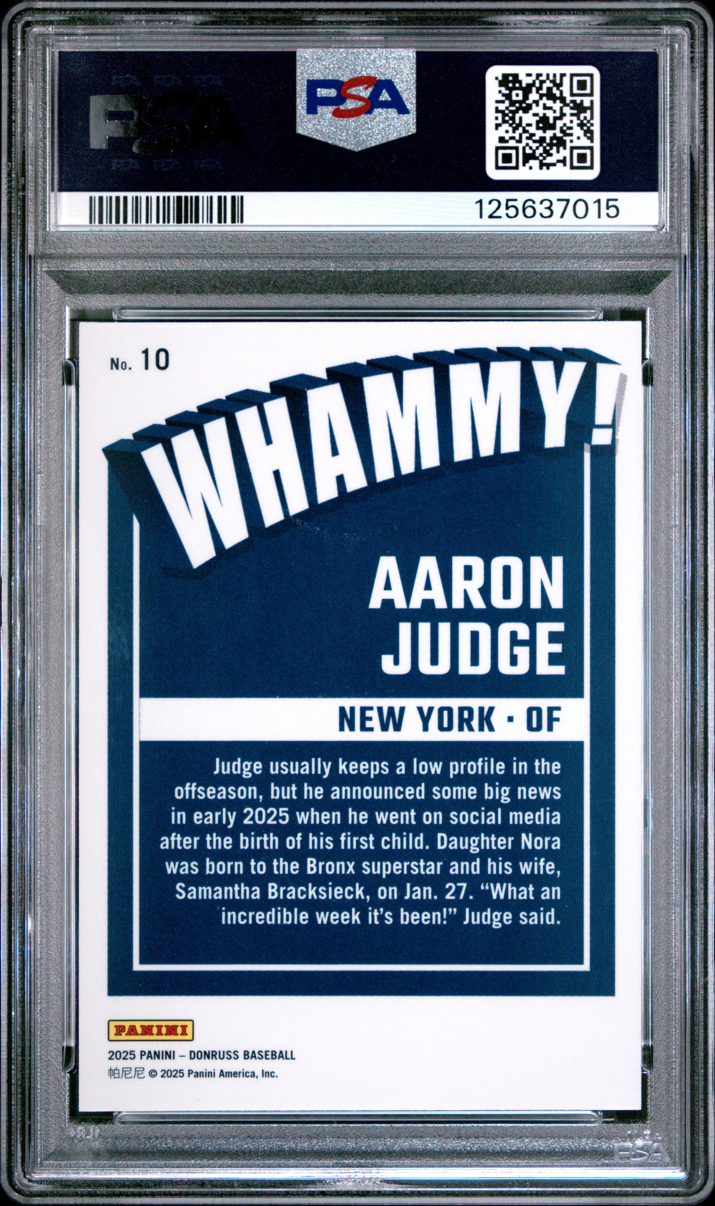 Aaron Judge 2025 Donruss Whammy! PSA 9 Mint