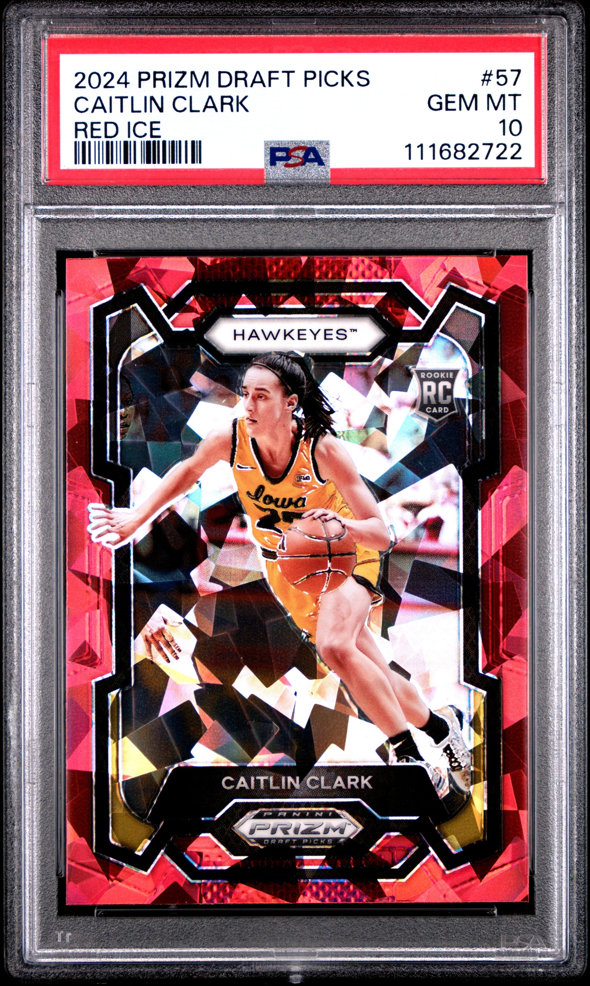 Caitlin Clark 2024 Panini Prizm Draft #57 Red Ice PSA 10 Gem Mint