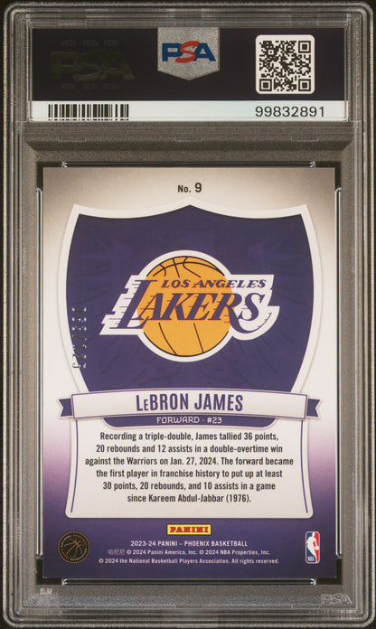 LeBron James 2023 Panini Phoenix Crusade White Ice #63/125 PSA 9 Mint