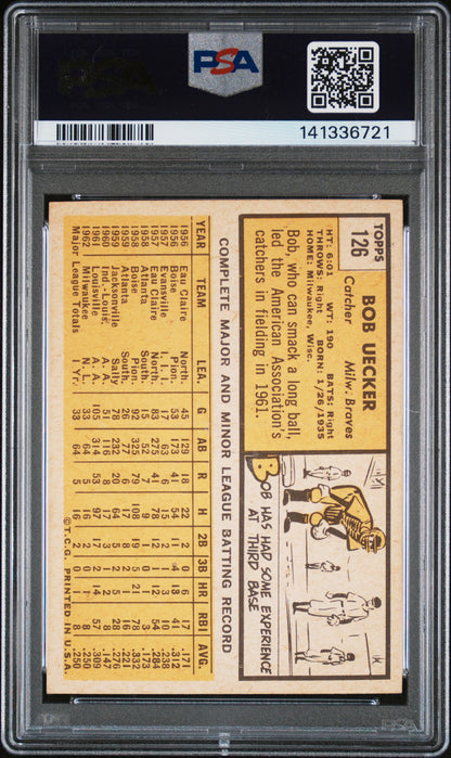 Bob Uecker 1963 Topps #126 Autographed PSA Auth