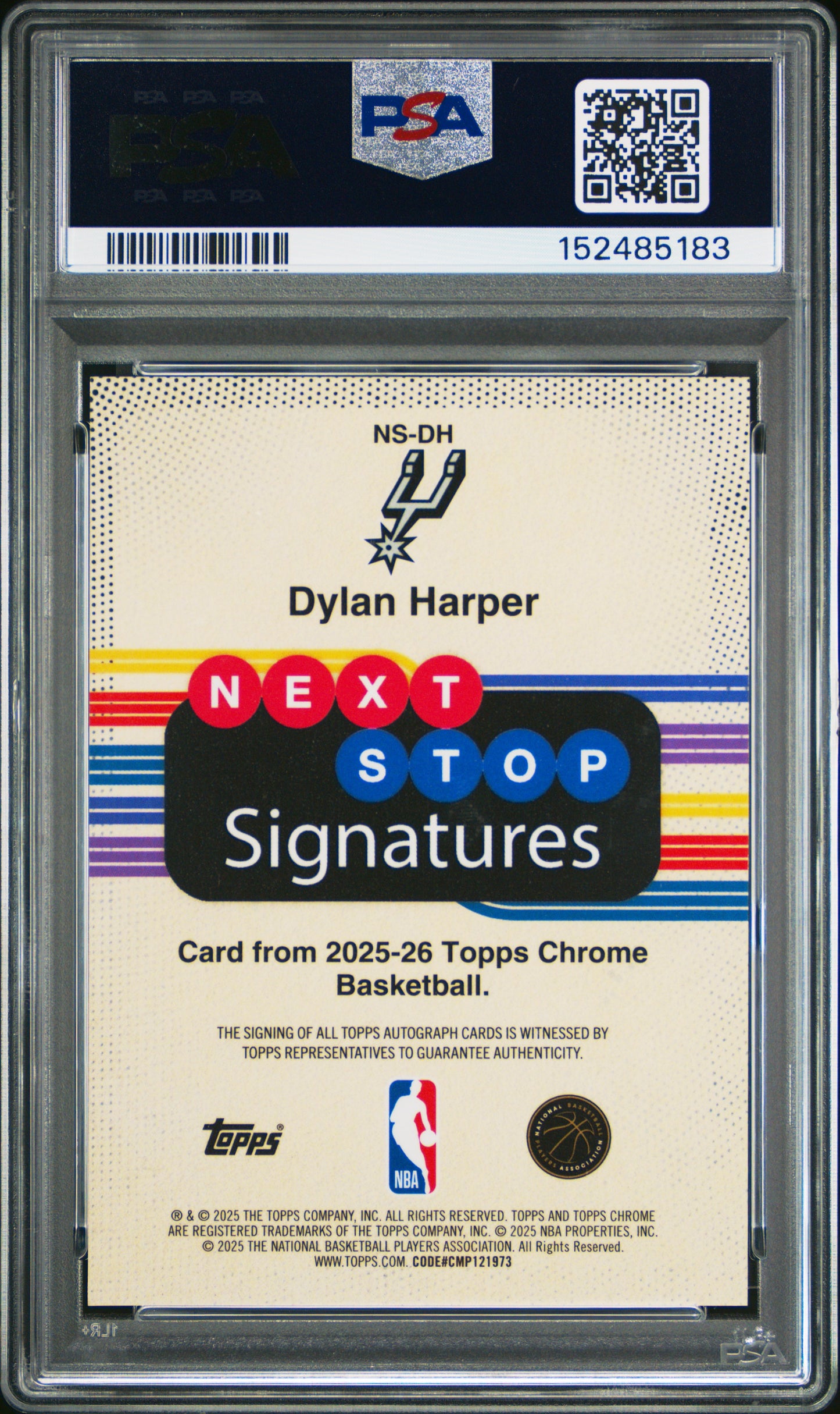 Dylan Harper 2025 Topps Chrome Next Stop Signatures Gold Fractor Auto #9/50 PSA 10 Gem Mint
