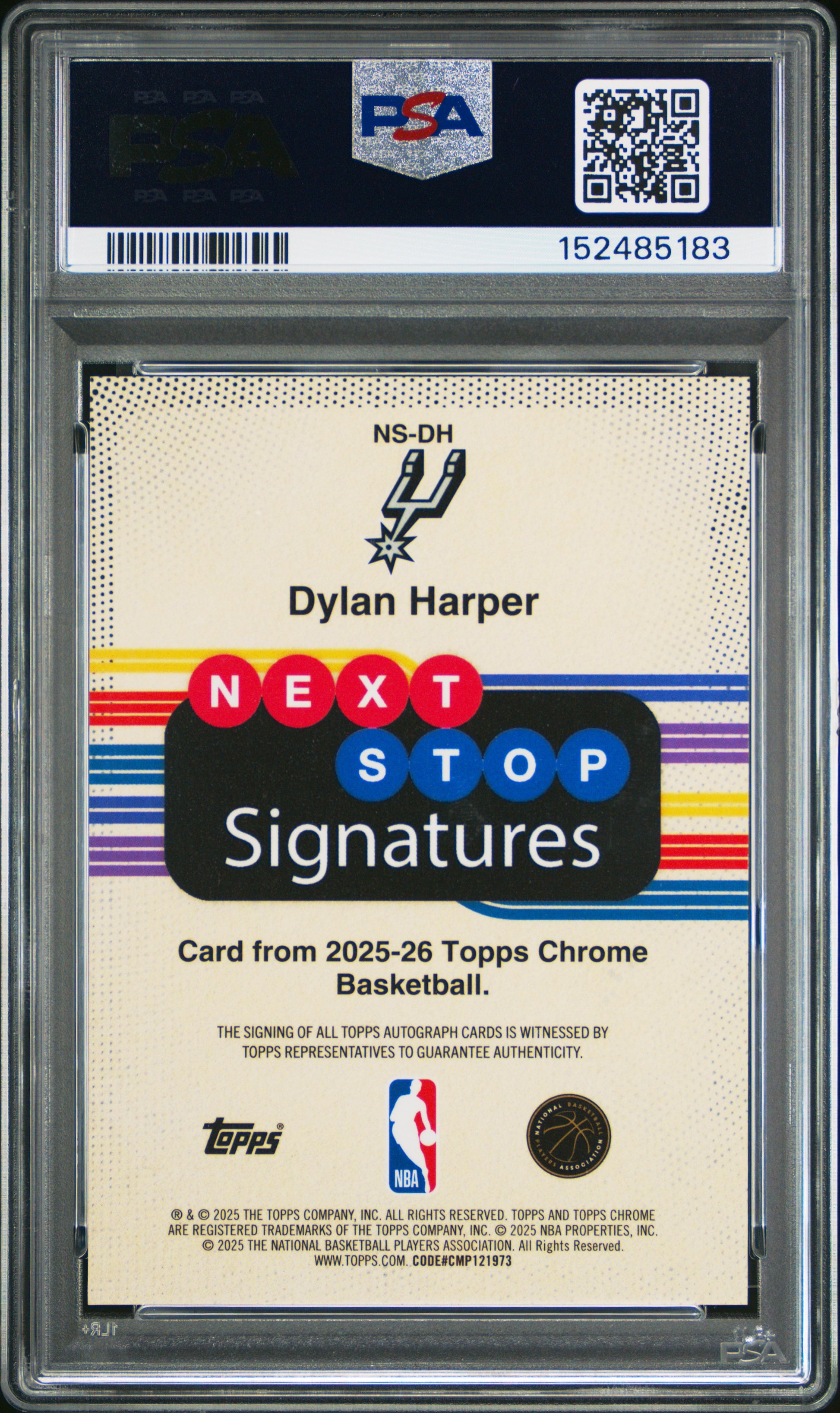Dylan Harper 2025 Topps Chrome Next Stop Signatures Gold Fractor Auto #9/50 PSA 10 Gem Mint